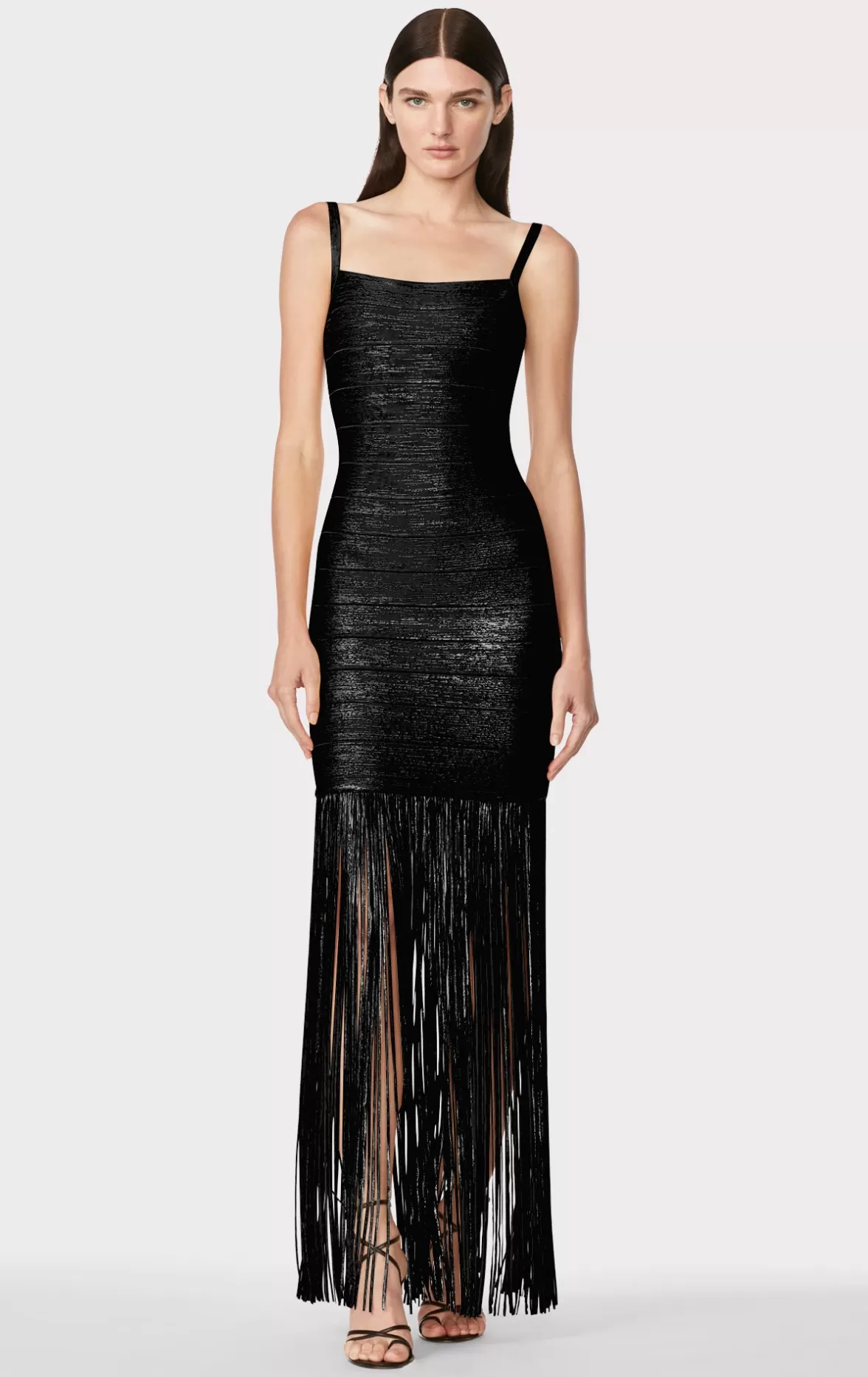 BANDED FOIL FRINGE GOWN-Hervé Léger Cheap