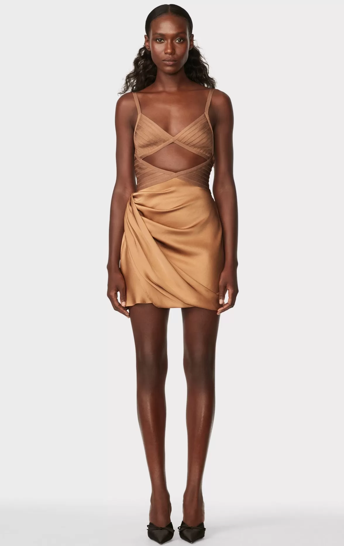 DRAPED CUTOUT MINI DRESS-Hervé Léger New