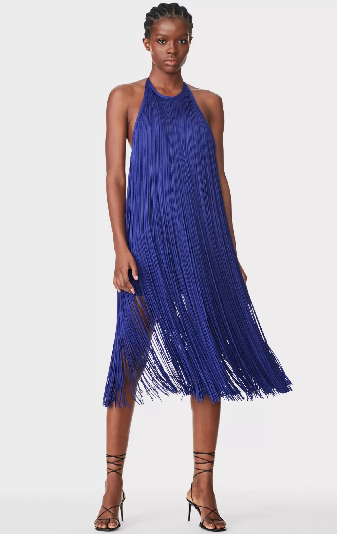 FRINGED HALTER MIDI DRESS-Hervé Léger Discount