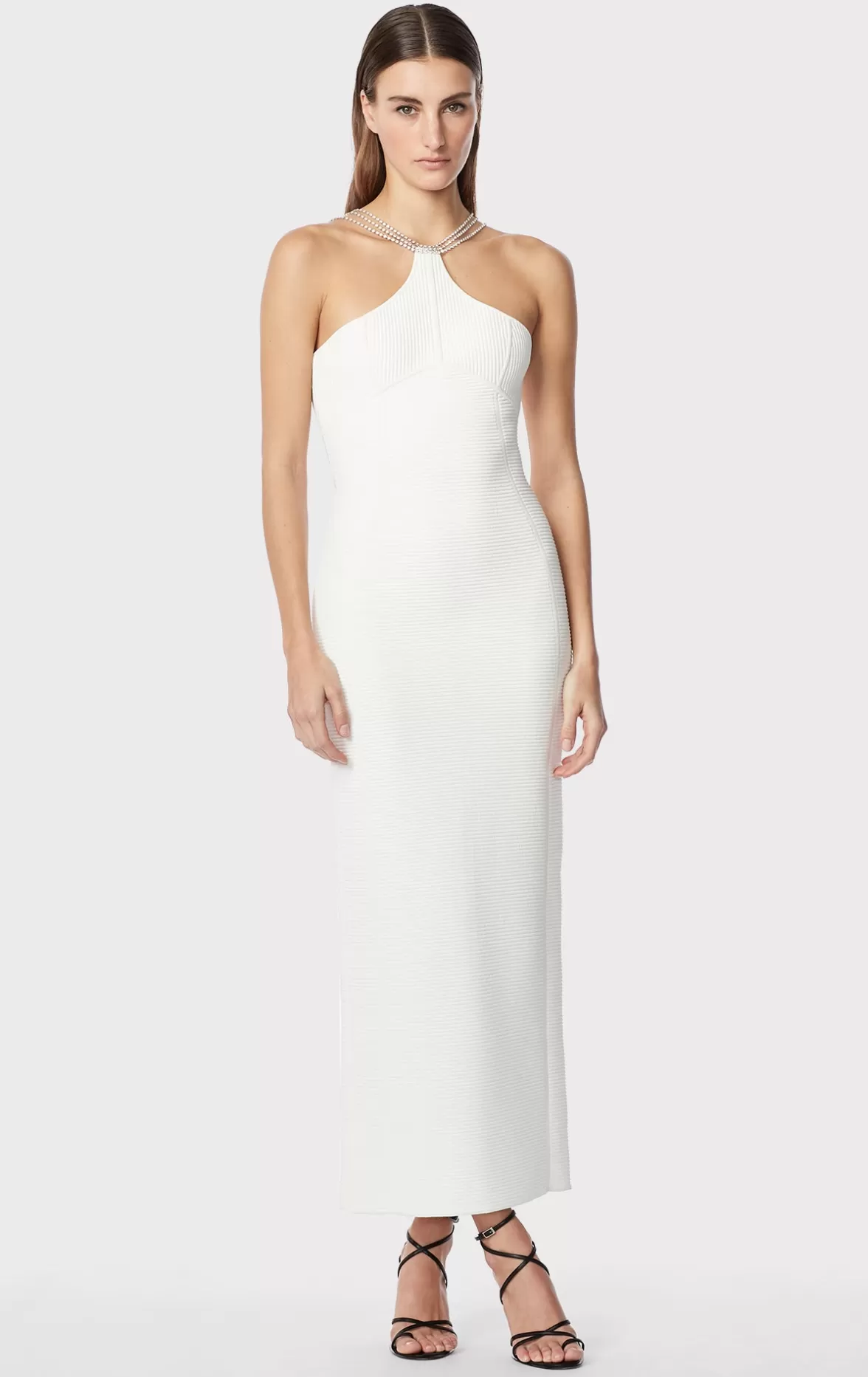 HALTER OTTOMAN GOWN W/ CRYSTAL TRIM-Hervé Léger Best Sale