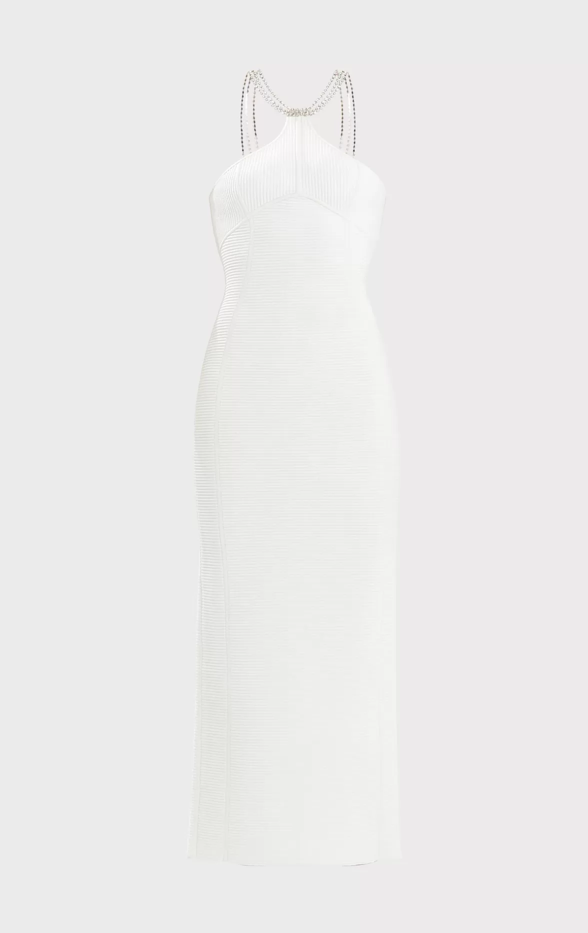 HALTER OTTOMAN GOWN W/ CRYSTAL TRIM-Hervé Léger Best Sale