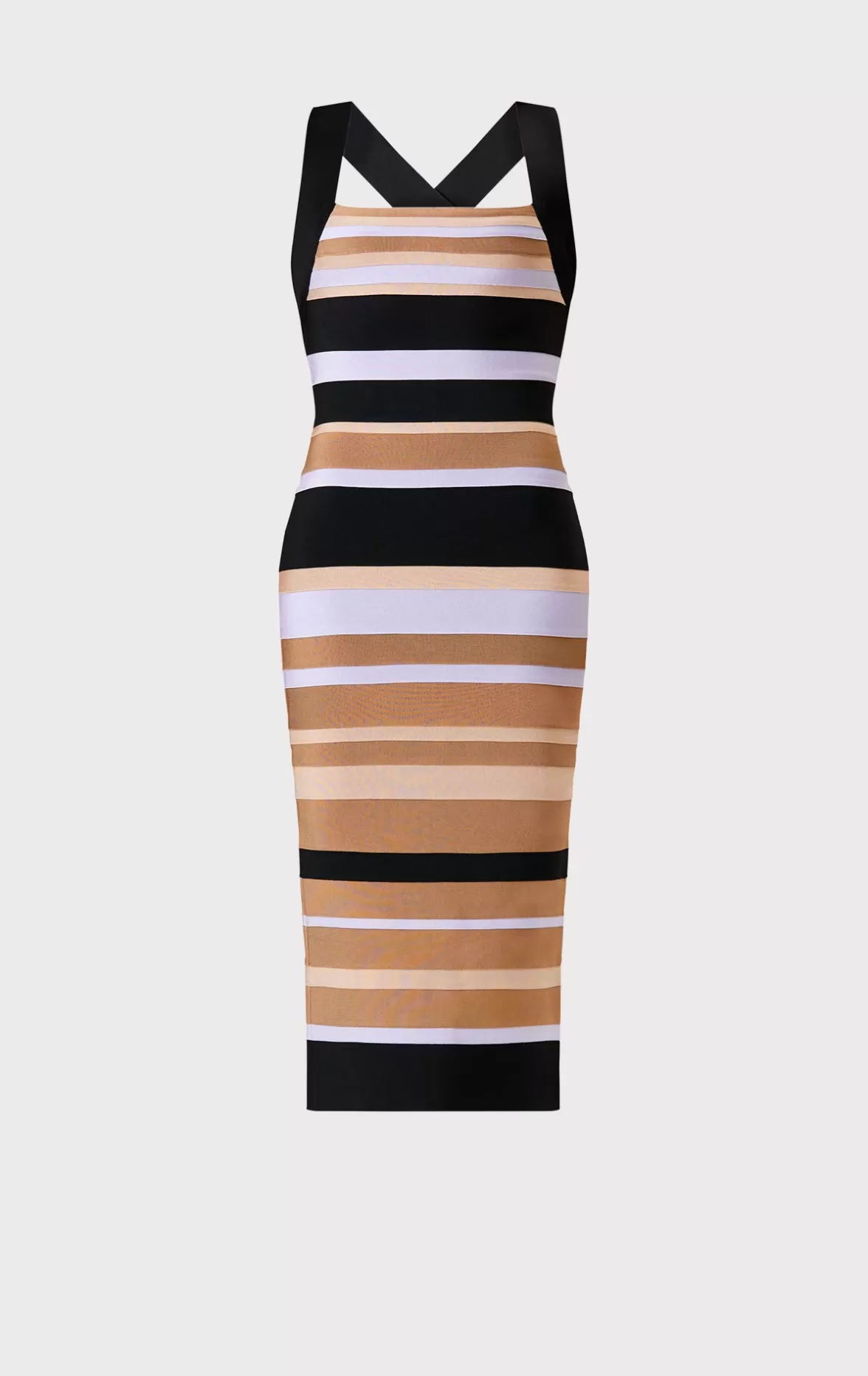 HERVÉ LÉGER X LAW ROACH STRIPED BANDAGE MIDI DRESS-Hervé Léger New