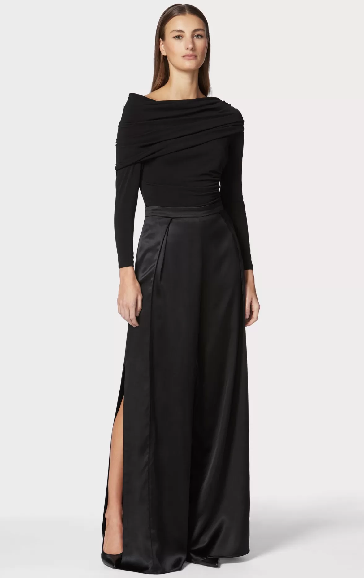 ICON HIGH WAIST SILK WIDE LEG PANTS-Hervé Léger Store