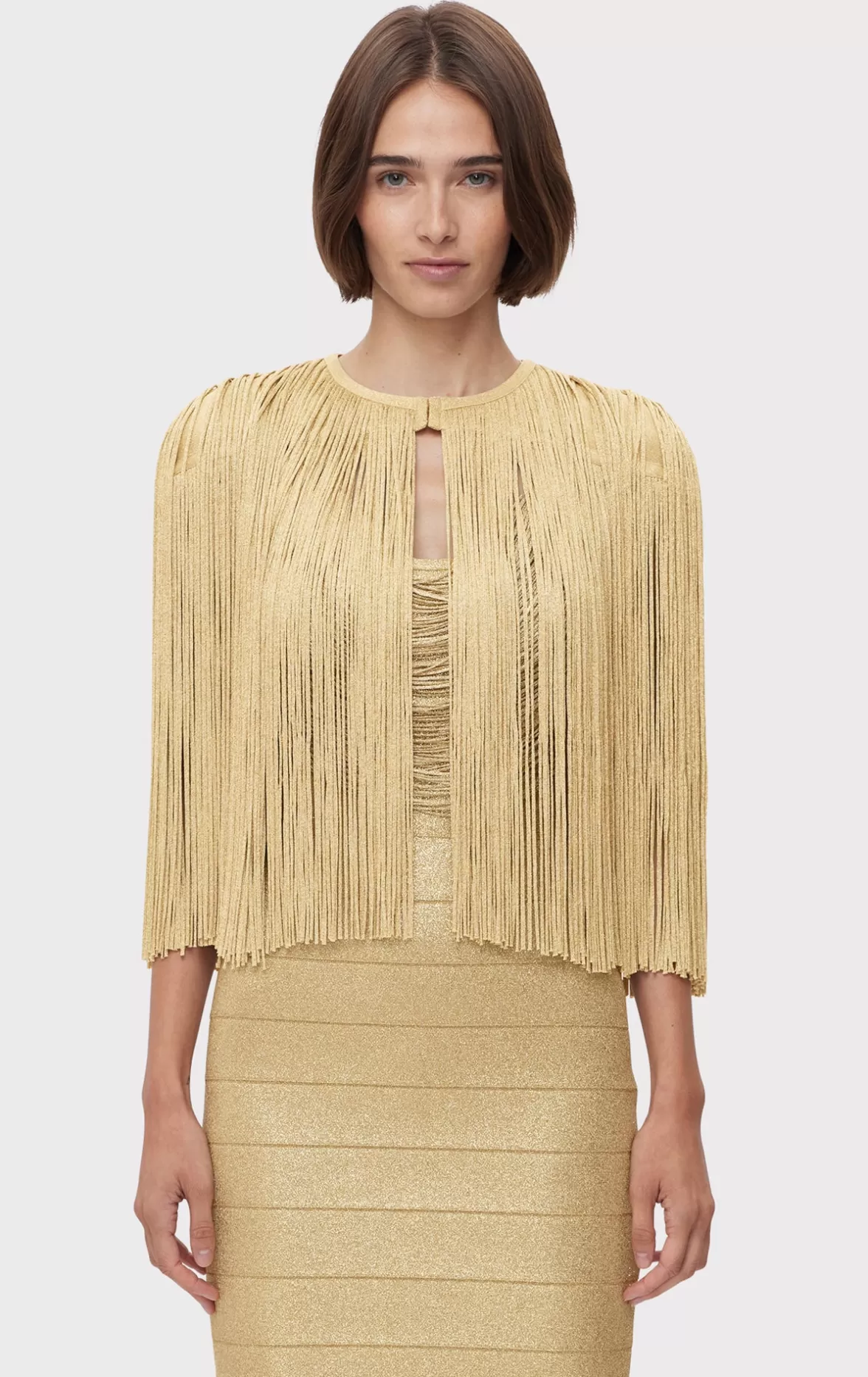 ICON METALLIC FRINGE CAPE-Hervé Léger Best