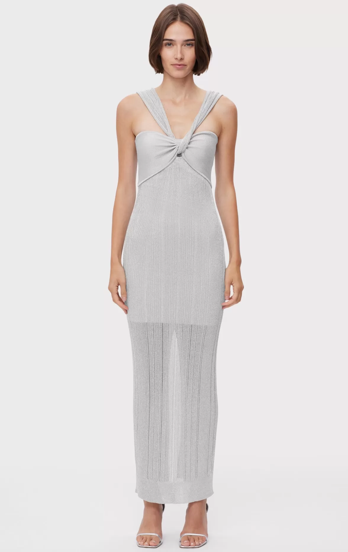 METALLIC TEXTURED RIB GOWN-Hervé Léger Shop