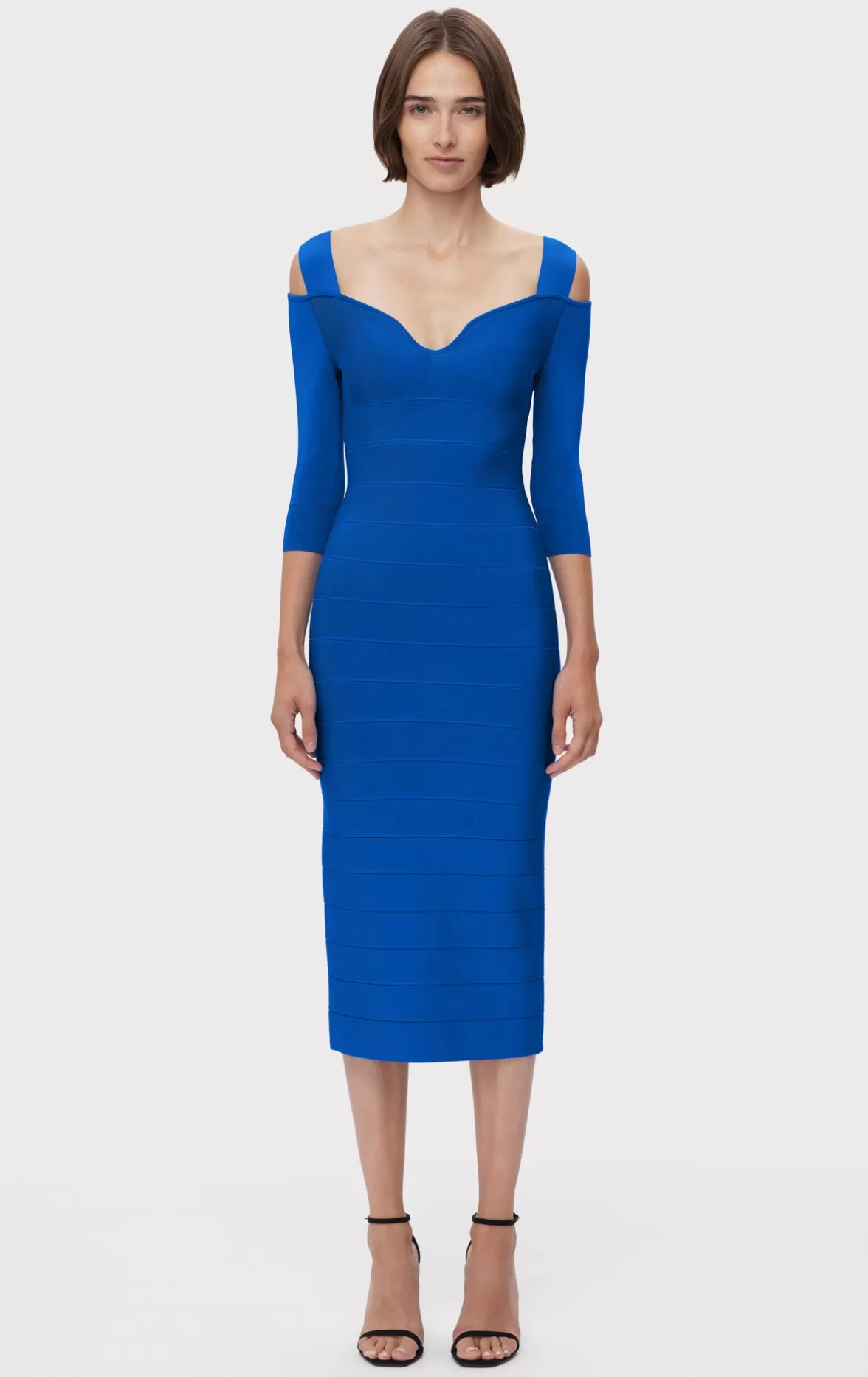 NOTCHED BATEAU MIDI DRESS-Hervé Léger Fashion