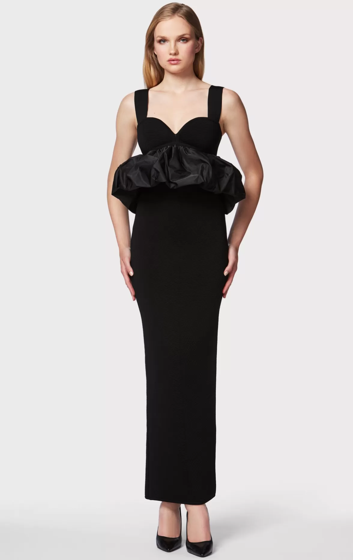 RUCHED NYLON PEPLUM GOWN-Hervé Léger Fashion