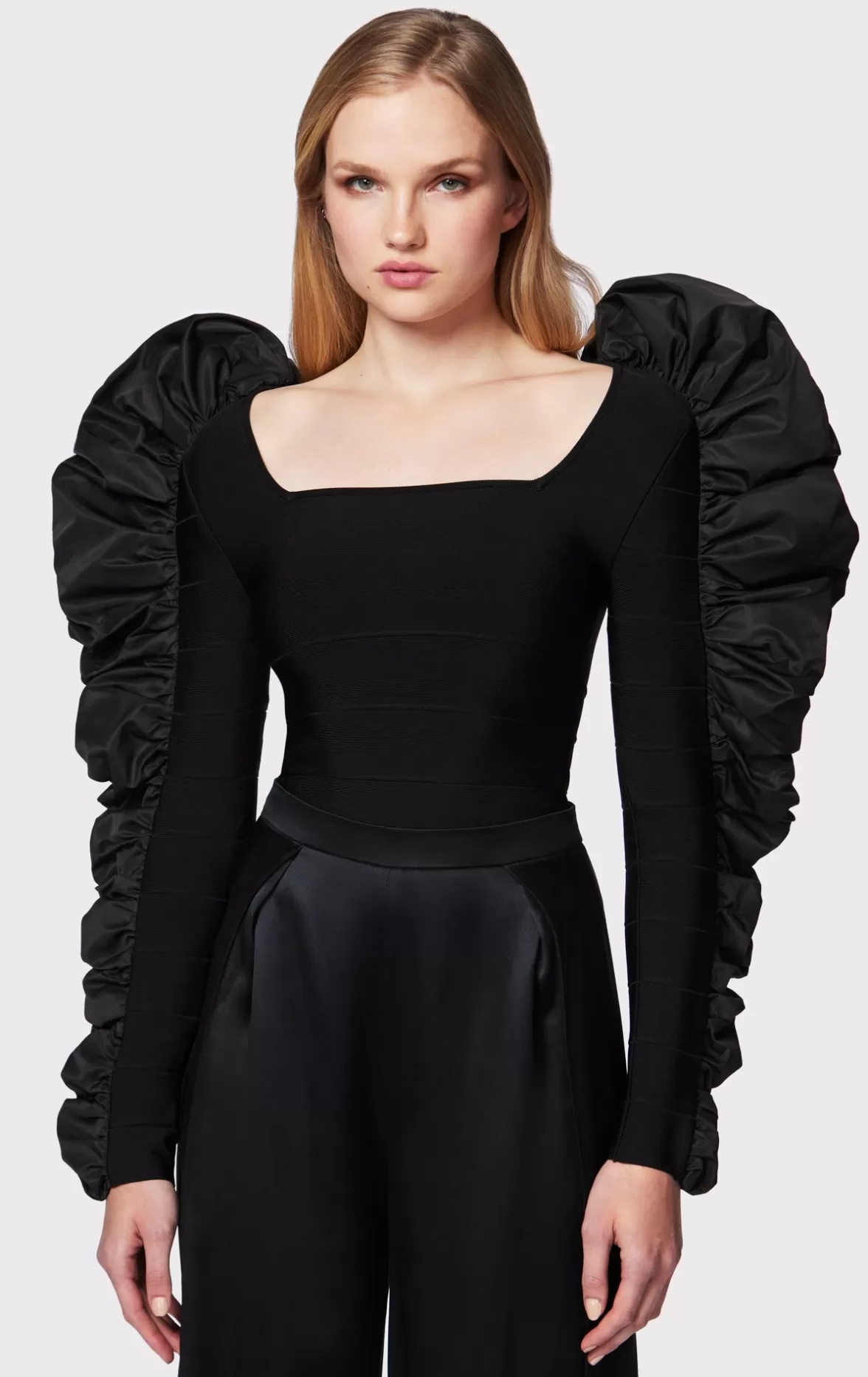 RUCHED NYLON RUFFLE TOP-Hervé Léger Discount