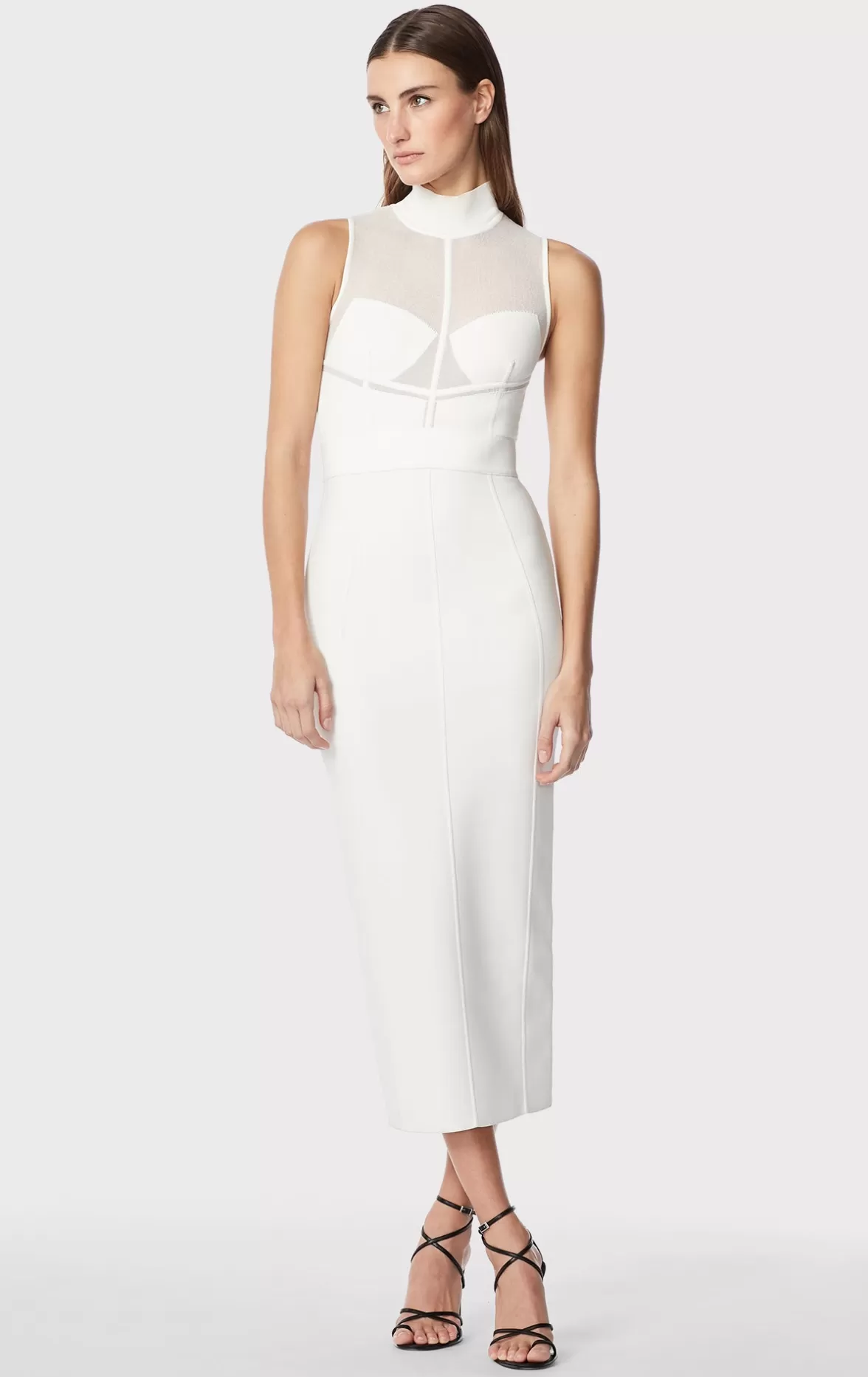 SHEER INTARSIA BUSTIER MIDI DRESS-Hervé Léger Flash Sale