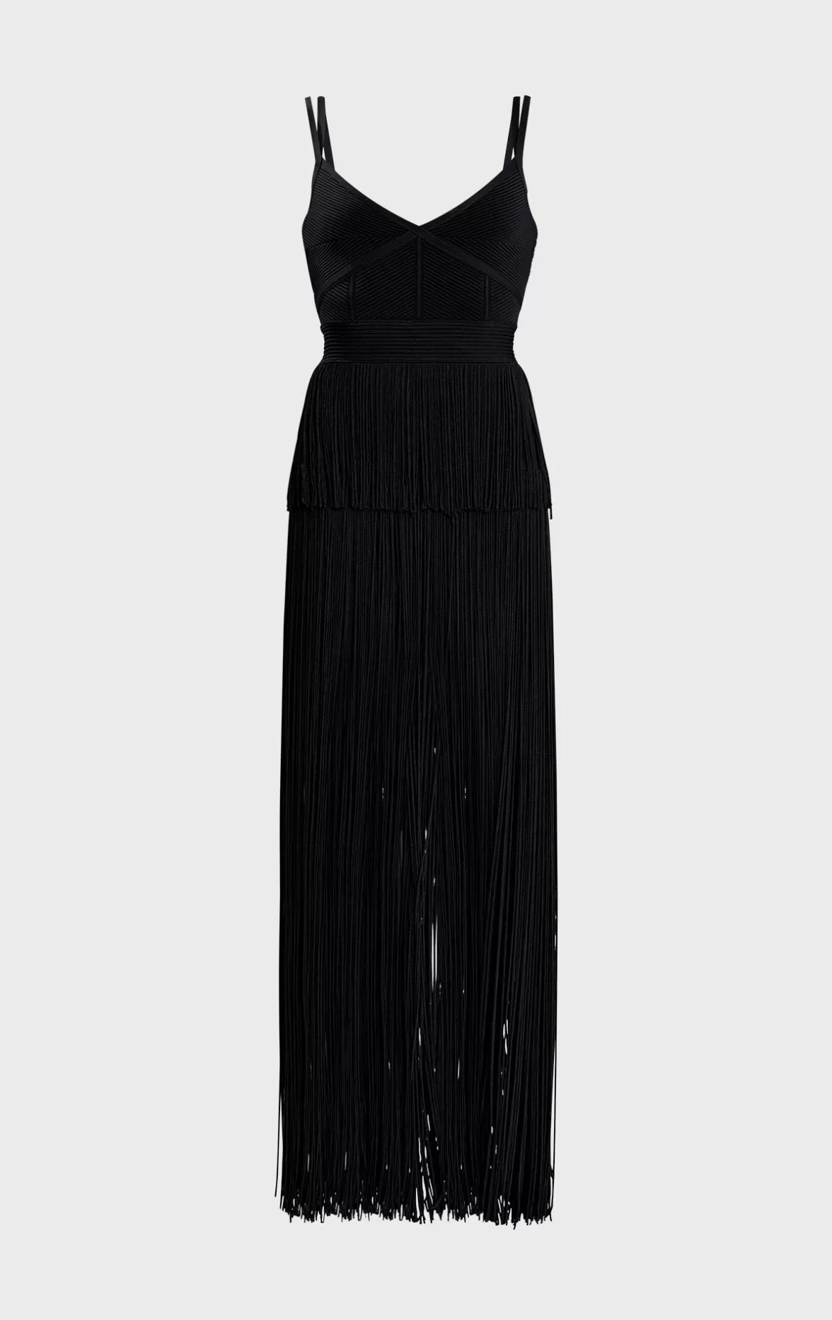 STRAPPY OTTOMAN FRINGE GOWN-Hervé Léger New