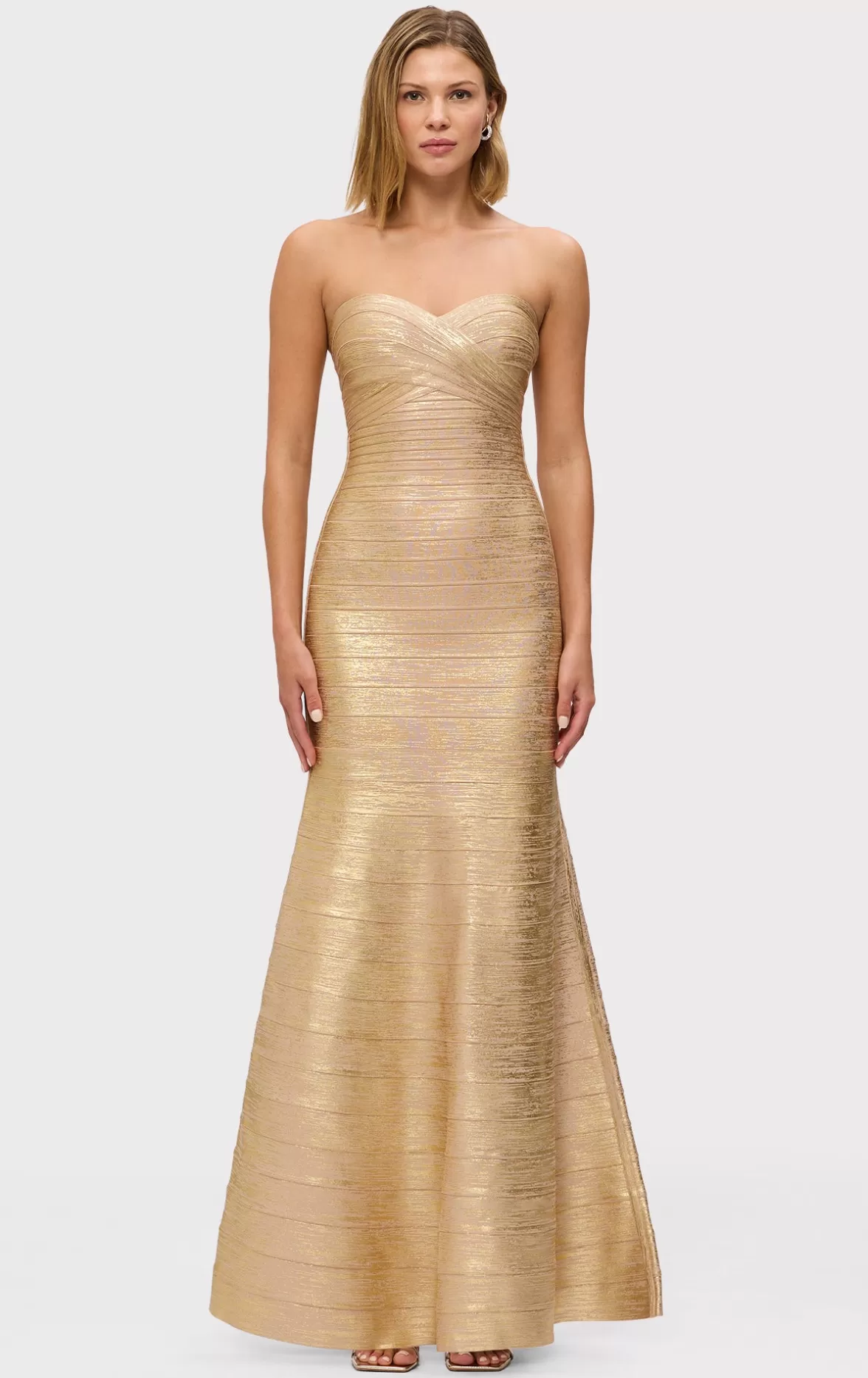 THE METALLIC SARA GOWN-Hervé Léger Hot